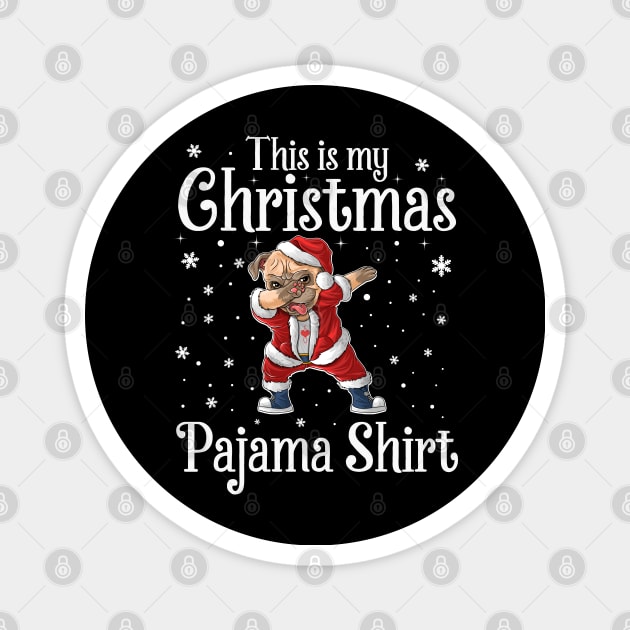 This Is My Christmas Pajama Shirt Dabbing Dog Santa Hat Christmas Magnet by DragonTees